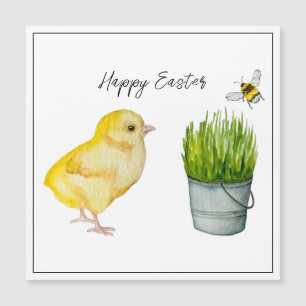 Happy Easter, cute chick and bumblebee