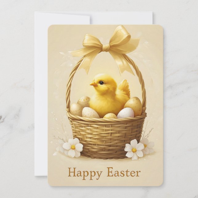 Happy Easter Cute Chick Card (Front)