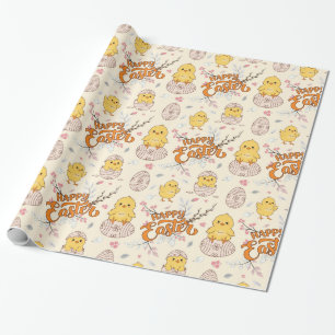 Happy Easter Cute Chick Wrapping Paper