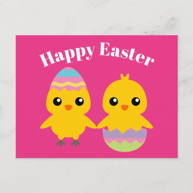 Happy Easter Cute Chicks Postcard (Front)