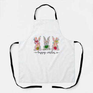 Happy Easter Cute Coquette Easter Bunny Rabbit Wom Apron