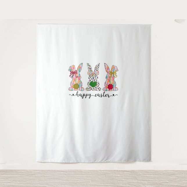 Happy Easter Cute Coquette Easter Bunny Rabbit Wom Tapestry (Front)