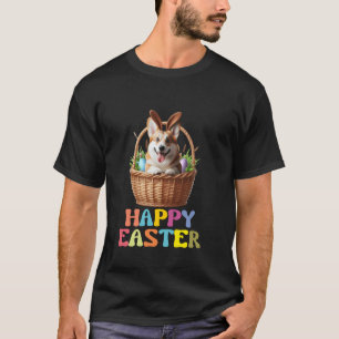 Happy Easter Cute Corgi Basket Design Fun T-Shirt