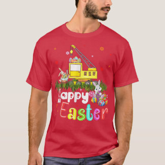 Happy Easter Cute Crane Truck Carrying Bunnies Eas T-Shirt