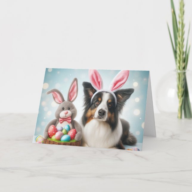 Happy Easter Cute Dog Holiday Greeting  Card (Front)