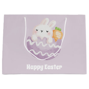 Happy Easter! Cute Easter Bunny in an Easter Egg  Large Gift Bag