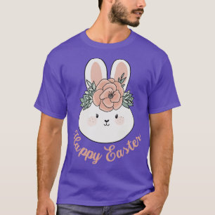 Happy Easter Cute Easter Bunny Wearing A Flower Cr T-Shirt