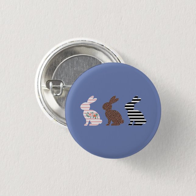 Happy Easter Cute Easter Leopard Bunny Rabbit  3 Cm Round Badge (Front & Back)