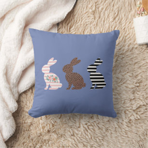 Happy Easter Cute Easter Leopard Bunny Rabbit Cushion