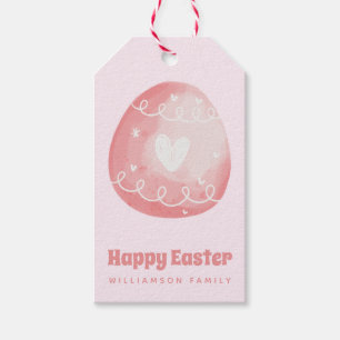 Happy Easter! Cute Easter Pink Easter Egg  Gift Tags