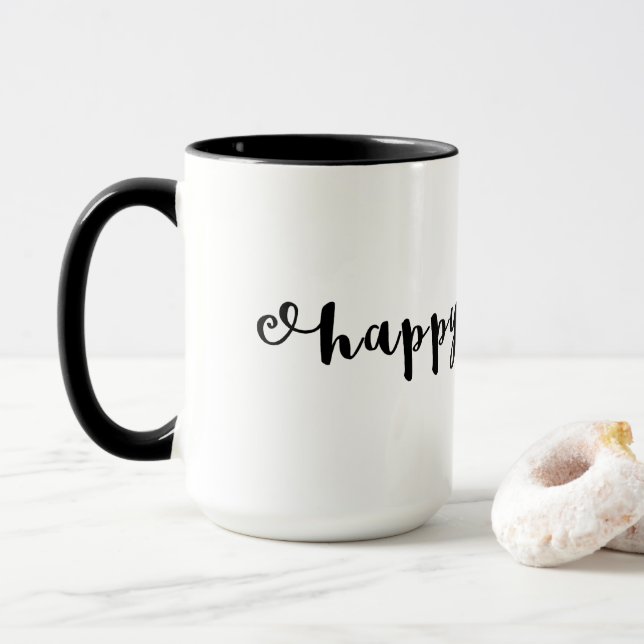 Happy Easter Cute Elegant Typography Text Only Mug (With Donut)