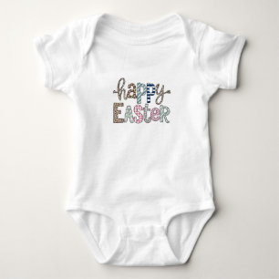 Happy Easter Cute Floral Bunny Spring Leopard Baby Bodysuit