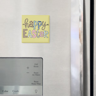 Happy Easter Cute Floral Bunny Spring Leopard Magnet