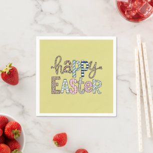 Happy Easter Cute Floral Bunny Spring Leopard Napkin