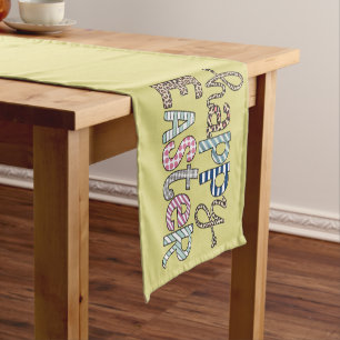 Happy Easter Cute Floral Bunny Spring Leopard Short Table Runner