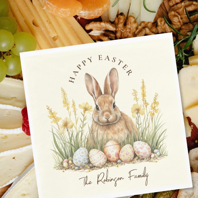 Happy Easter Cute Floral Spring Rabbit Napkin (Creator Uploaded)