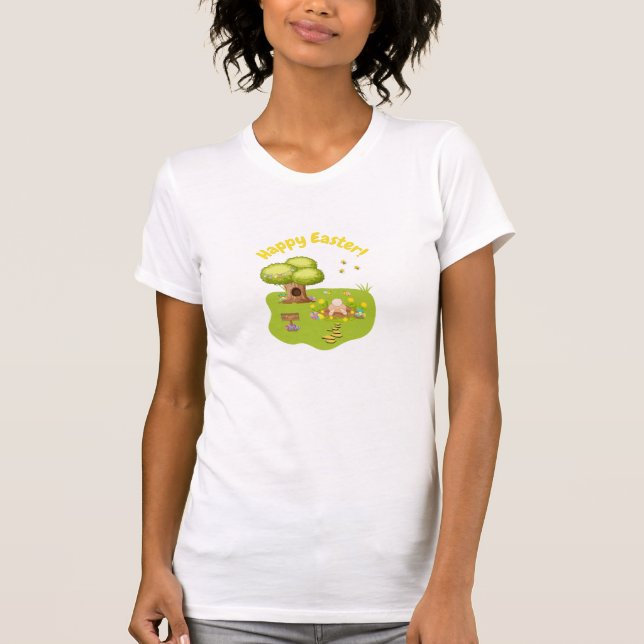 Happy Easter Cute Fun Bunny Butt  T-Shirt (Front)