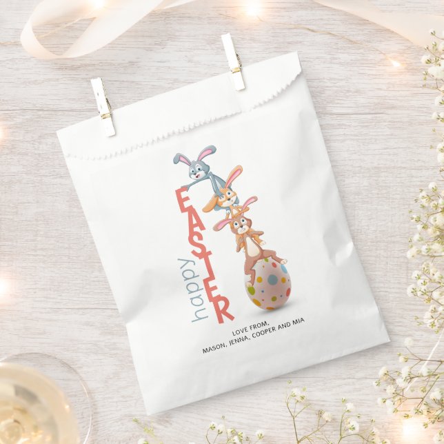 Happy Easter Cute Funny Modern Bunny Rabbit Egg Favour Bags (Clipped)