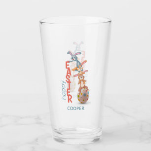 Happy Easter Cute Funny Modern Bunny Rabbit Egg Glass