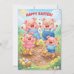Happy Easter Cute Funny Pigs Spring Holiday Card