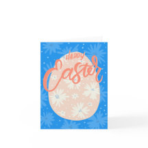 Happy Easter Cute greeting card with flowers and e