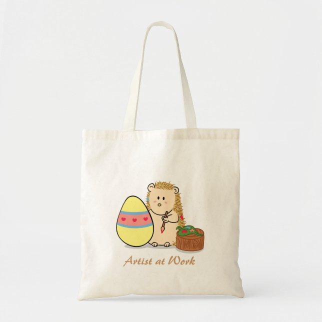 Happy Easter: Cute Hedgehog painting egg Tote Bag (Front)