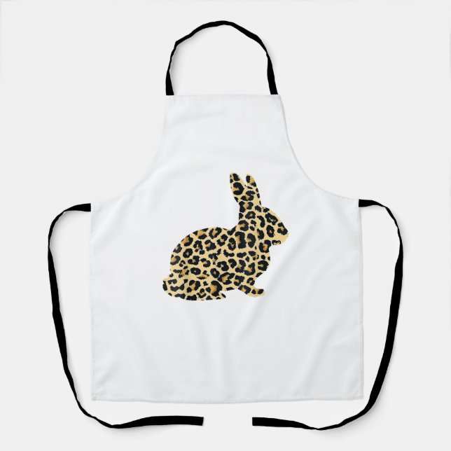 Happy Easter Cute Leopard Bunny Rabbit _1 Apron (Front)