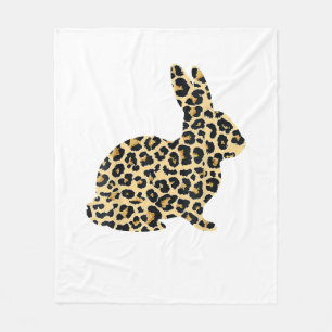 Happy Easter Cute Leopard Bunny Rabbit _1 Fleece Blanket