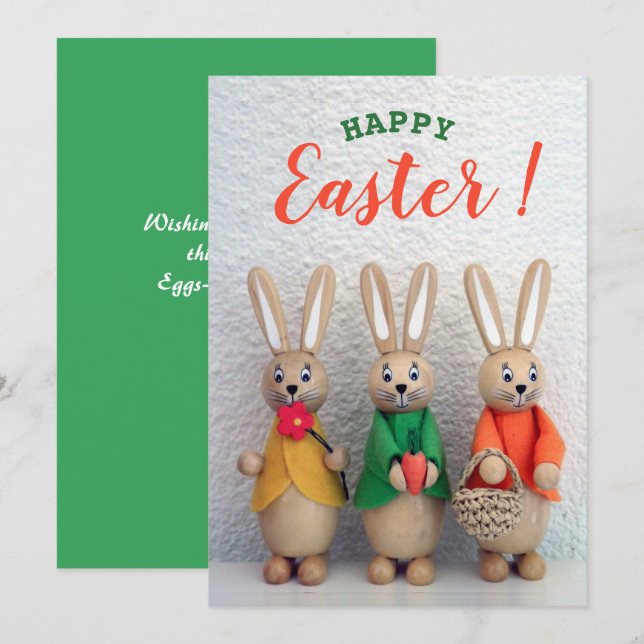 Happy Easter | Cute Little Easter Bunny Greeting Holiday Card (Front/Back)