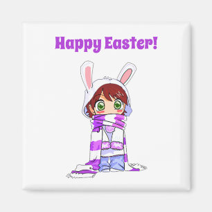 Happy Easter Cute Manga Bunny Girl Cartoon Magnet