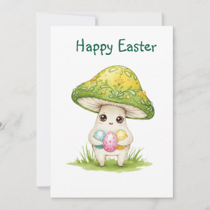 Happy  Easter cute mushroom Thank You Card