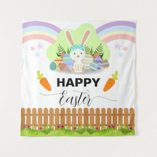 Happy Easter Cute Pastel Colour Backdrop Tapestry