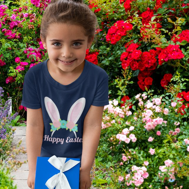 Happy Easter Cute Pink Bunny Ears Girls T-Shirt (Creator Uploaded)