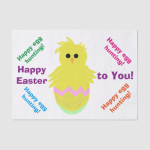 Happy Easter Cute Pink Green Chick Greeting Tissue Paper
