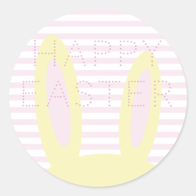 Happy Easter | Cute Pink & Yellow Bunny Ears Classic Round Sticker (Front)