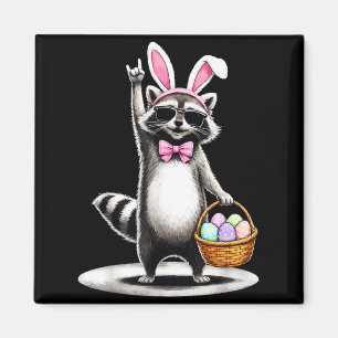 Happy easter cute racoon men women kids boys magnet