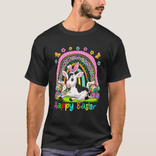 Happy Easter Cute Rainbow Cow Easter Hunting Eggs T-Shirt