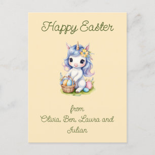 Happy Easter Cute Unicorn Postcard