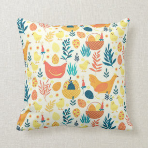 Happy Easter Cute Vintage Chicken Cushion