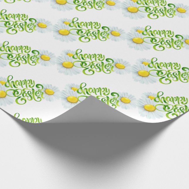 Happy Easter Daises  Easter Wrapping Paper (Corner)