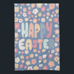 HAPPY EASTER Daisies Floral Cheerful Unique Spring Tea Towel<br><div class="desc">Check out this special towel with custom artwork! Visit my shop for more designs! Personalise with your own text or change the background colours. Let me know if you'd like something custom. Check my shop for matching items like greeting cards,  garden flags and gift wrap.</div>