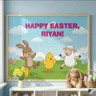 Happy Easter Dancing Animals Personalized Kids Jig Jigsaw Puzzle