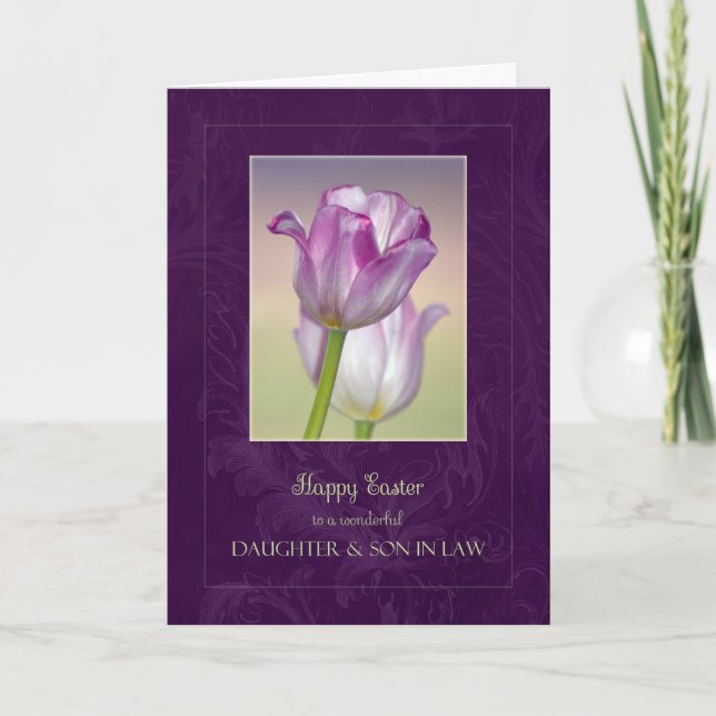 Happy Easter Daughter & Son in Law Card / Tulips (Front)