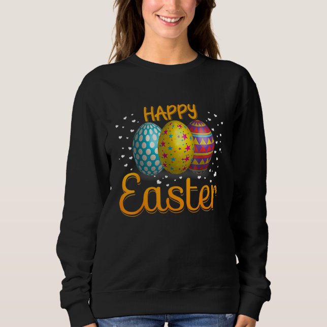 Happy Easter Day 2022  Bunny Hug Easter Eggs  Wome Sweatshirt (Front)