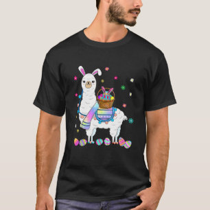 Happy Easter Day 2022 Llama Bunny Bringing Eggs Ba T-Shirt