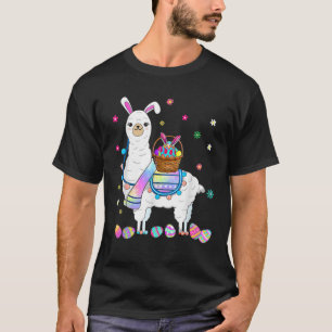 Happy Easter Day 2022 Llama Bunny Bringing Eggs Ba T-Shirt
