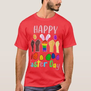 Happy Easter Day 2022 Rabbit Bunny Eggs Gay Pride  T-Shirt