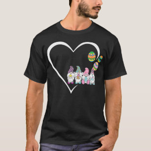 Happy Easter Day 2022 Trio Bunny Gnome Heart Hug E T-Shirt