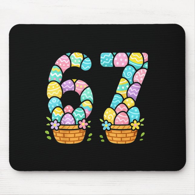 Happy Easter Day 67 Bunny Six Seven 6 7 Eggs Easte Mouse Mat (Front)