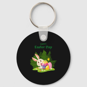 Happy Easter Day And Bunny Wishes Funny T Shirt Key Ring